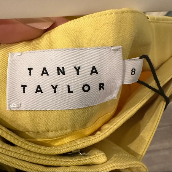 NWT $445 Tanya Taylor Pant Size 8 Daffodil Yellow High Waist Straight Leg - Picture 3 of 10